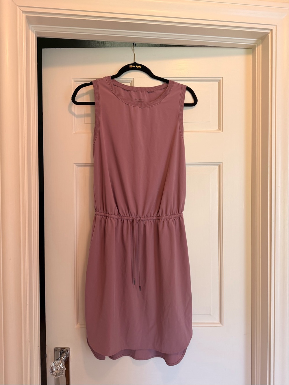 Athleta Sleeveless Dusty Rose Drawstring Waist Dress